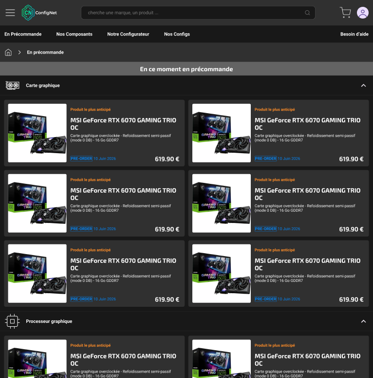 Listing précommande